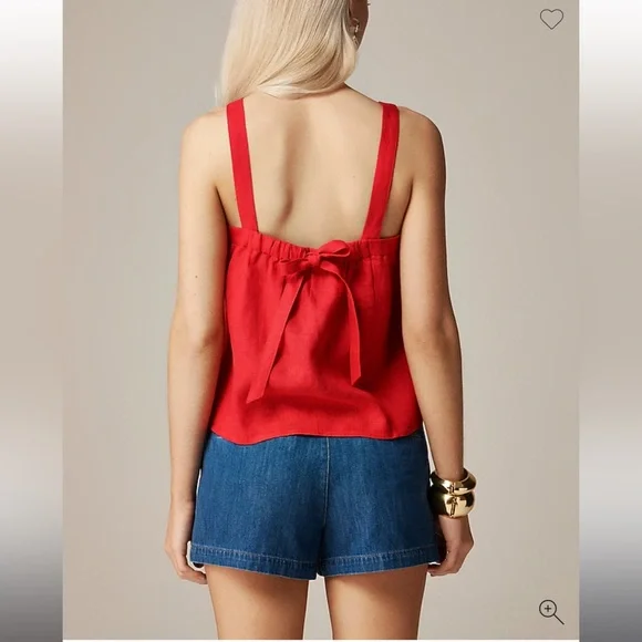 MOVING SALE | NWT Women’s J Crew Bow-back oatmeal-colored linen top, size XXL - Picture 3 of 4